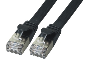 CAT6A patch flat cord U/FTP, CU, RJ45, 10Gbps, 0.25m, black 