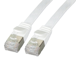 CAT6A Flachpatchkabel U-FTP, CU, RJ45, 10Gbit, 0.50m, weiss 
