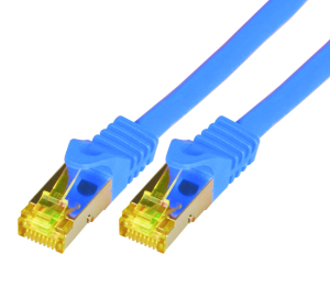 CAT7 Roh-Netzwerkkabel S-FTP, PIMF, LSZH, RJ45, 10GBit, 0.25m, blau 