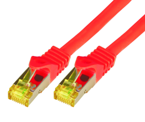CAT7 Roh-Netzwerkkabel S-FTP, PIMF, LSZH, RJ45, 10GBit, 0.50m, rot 