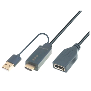HDMI Stecker + USB Power zu DisplayPort Buchse Adapter, 4K@30Hz, 0.3m, schwarz 