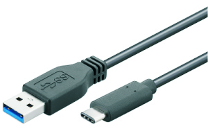 USB-C 3.0 High Speed Sync- & Lade Kabel, C-A, St/St, 5Gbit, 3A, 12.5W, 1.5m, schwarz 
