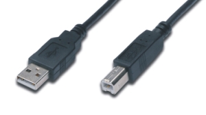 USB 2.0 High Speed Anschlusskabel, A-B, Stecker/Stecker, 5.00m, schwarz 