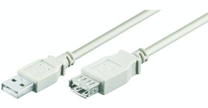 USB 2.0 Hi-Speed Verlängerungskabel, A-A, Stecker/Buchse, 3.00m, grau 