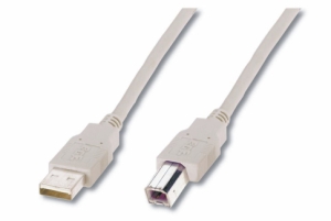 USB 2.0 High Speed Anschlusskabel, A-B, Stecker/Stecker, 5m, grau 