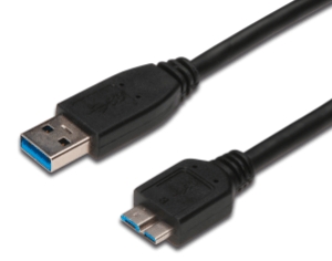 USB 3.0 Super Speed connection cable, A - microB, 5Gbps, m/m, 1.00m, black 