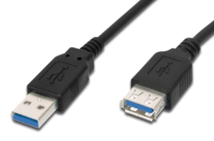 USB 3.0 SuperSpeed extension cable, A-A, M-F, 5Gbps, 1,8m, black 