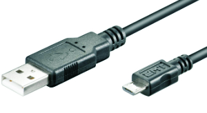 USB 2.0 hi-speed A to microB charge and sync cable, m/m, 1m, black 