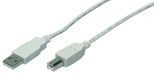 USB 2.0 High Speed Anschlusskabel, A-B, Stecker/Stecker, 2.00m, grau 