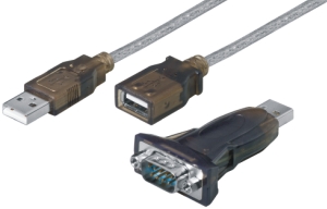 USB 2.0 seriell RS232 Konverter mini, USB-A Stecker - D-SUB/RS232/9pin Stecker 