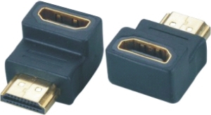 HDMI™ Adapter, Stecker / Buchse, 19p, vergoldete Kontakte, 90° Grad 