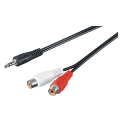 3,5mm connecting cable AUX, 2x RCA , m/f, 3pin stereo, audio L/R, 1.5m, black 