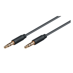 3,5mm Audio connection cable AUX, 3pin stereo, slim, m/m, copper, 3m, black 