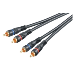 RCA connection cable HQ OFC, 2x2 cinch, m/m, gold, shielded, 2.0m, black 