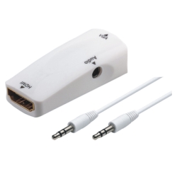 HDMI™ VGA Adapter, Audio Klinke 3,5mm stereo, 3x Buchse, Full HD, weiß 