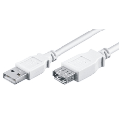 USB 2.0 Hi-Speed extension cable, A-A, m/f, shielded, CU, 0.6m, white 