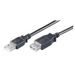 USB 2.0 Hi-Speed extension cable, A-A, m/f, 2.0m, black, PREMIUM 