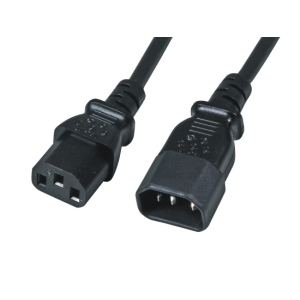 Power Cord extension C13 - C14, F/M, 3 x 1.00mm², 3m, black 