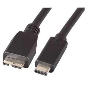 USB-C 3.1 connection cable, microB/m to USB-C/m, premium, 1m, black 