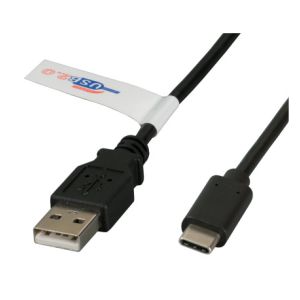 USB 2.0 High Speed Anschlusskabel, A-C, Stecker/Stecker, 0.5m, schwarz, Premium 