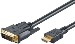 HDMI HIGH SPEED to DVI-D 18+1 cable, m/m, FULL HD, 2m, black, gold plated 