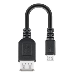 USB 2.0 Adapter, USB-A female to USB-microB male, 20cm, black, OTG 