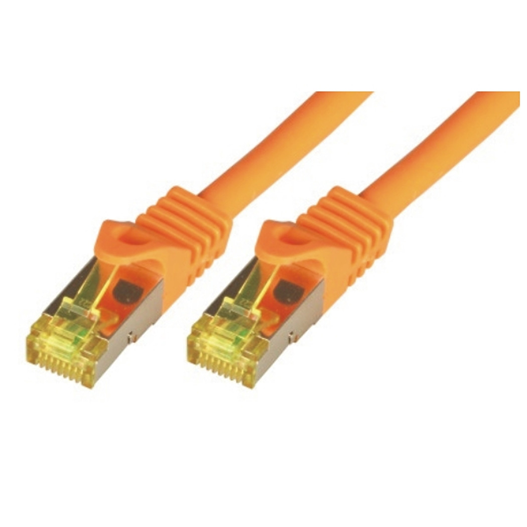 CAT7 Roh-Netzwerkkabel S-FTP, PIMF, LSZH, RJ45, 10GBit, 0.25m, orange 