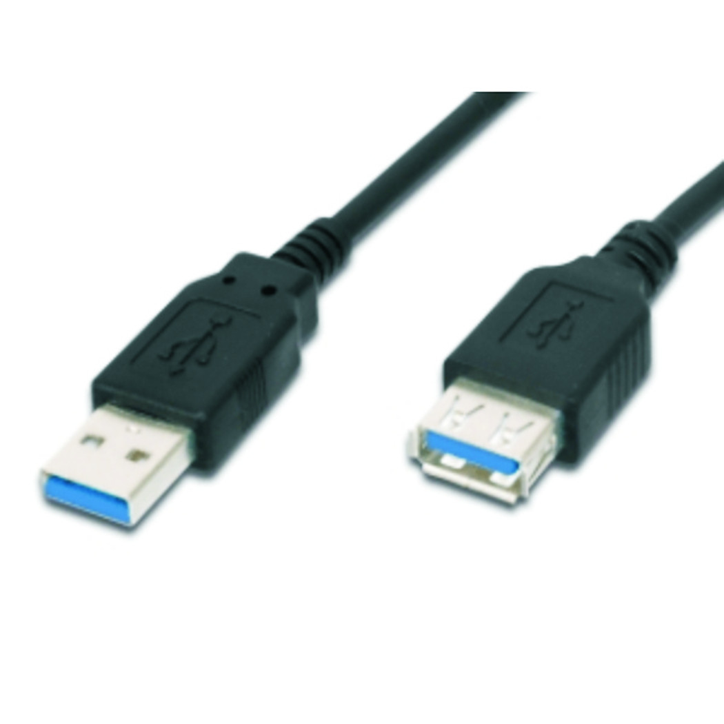 USB 3.0 Superspeed Verlängerung - A/A, Stecker/Buchse, 1.80m, schwarz 