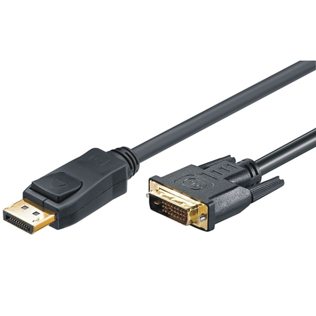 DisplayPort 1.2 to DVI-D 24+1 cable, 1080p@60Hz, Full HD, m/m, 2m, black 