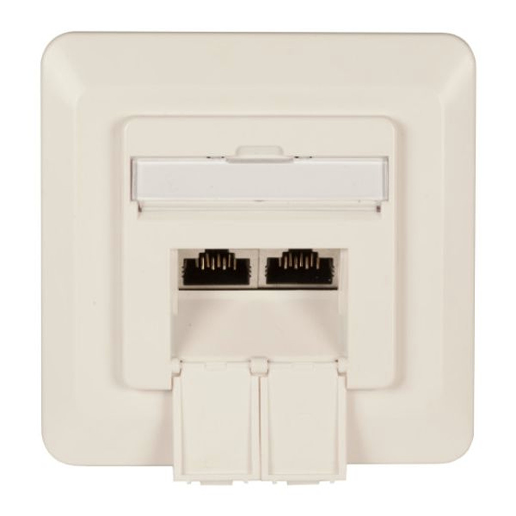 CAT6 Data outlet, L/R, 250MHz, 5Gbps, UP, 2x RJ45, shielded, white 