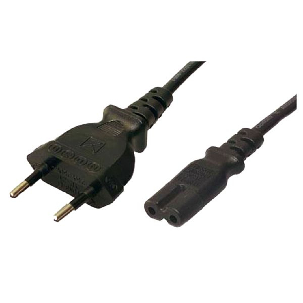 1.8M Power Cord Euro 8 plug to IEC 320-C7 2 pin, 2 x 0.75mm, black 