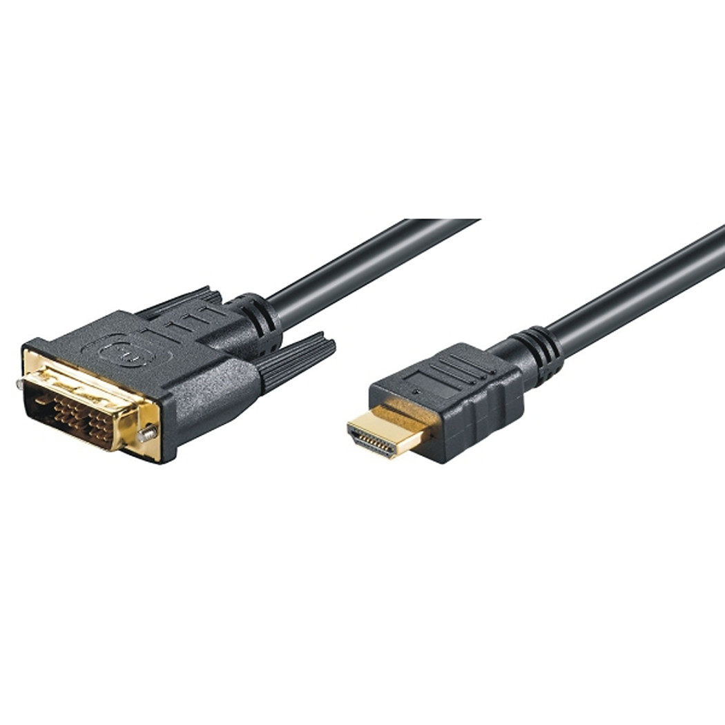 High Speed HDMI to DVI-D 18+1 Cable, FULL HD, m/m, 5.0m, black, gold plated 
