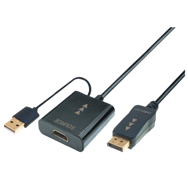 HDMI Buchse + USB Power zu DisplayPort Stecker Adapter, 4K@30Hz, 0.3m, schwarz 
