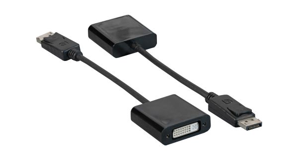 DisplayPort zu DVI-D 24+5 Adapterkabel, Stecker/Buchse, Full HD, 15cm, schwarz 
