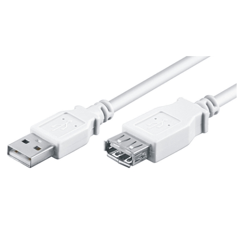 USB 2.0 Hi-Speed Verlngerungskabel, A/A, St/Bu, doppelt geschirmt, CU, 0.6m, wei 
