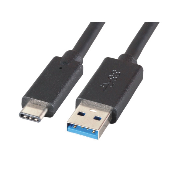 USB 3.2 Gen 1 Superspeed Kabel, USB-A zu USB-C, St/St, 5Gbit, 3A, 1.0m, schwarz 