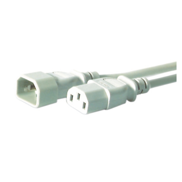 Power Cord extension C13-C14, F/M, 3 x 1.00mm, 3m, grey 
