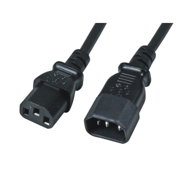 Power Cord extension, F/M, C13 - C14, 3x0.75mm, 2m, black 